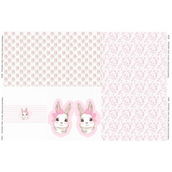 Jersey - Panel Hase Kaninchen weiß rosa